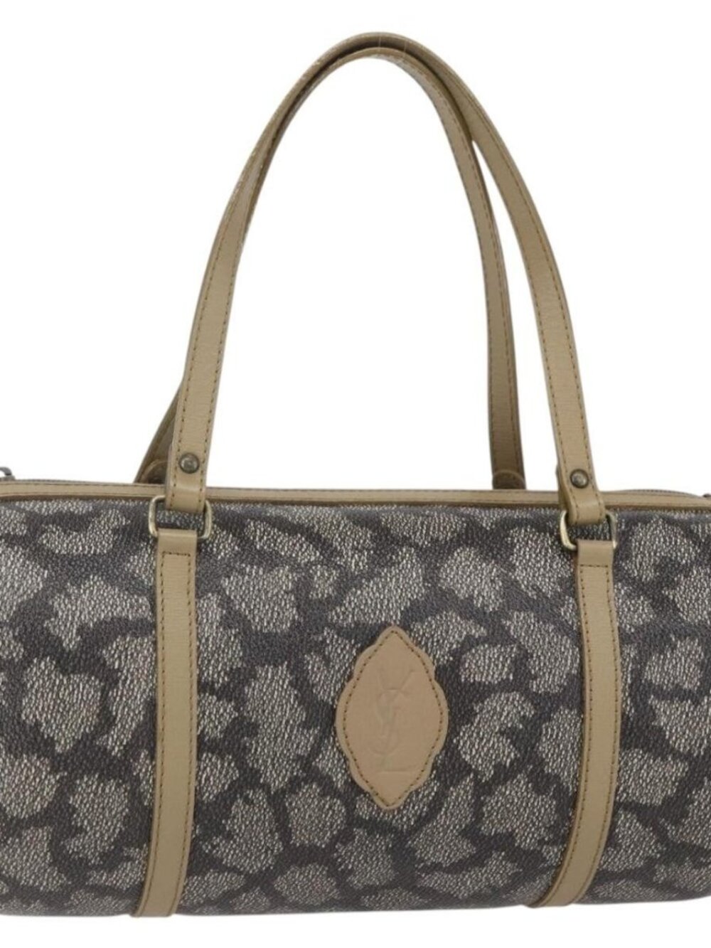 SAINT LAURENT Hand Bag PVC Canvas Gray Beige Auth fm4973 - Picture 1 of 16